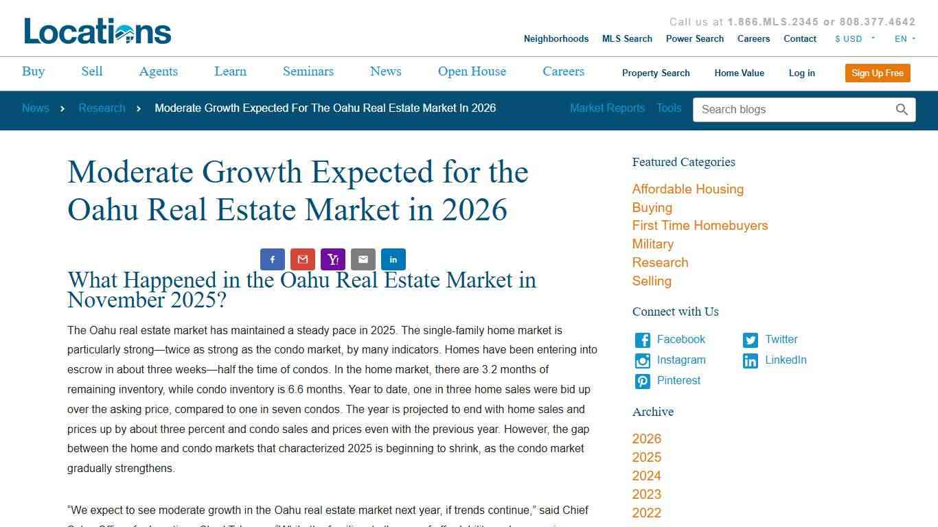 Moderate Growth Expected for the Oahu Real Estate Market in 2026 | Locations