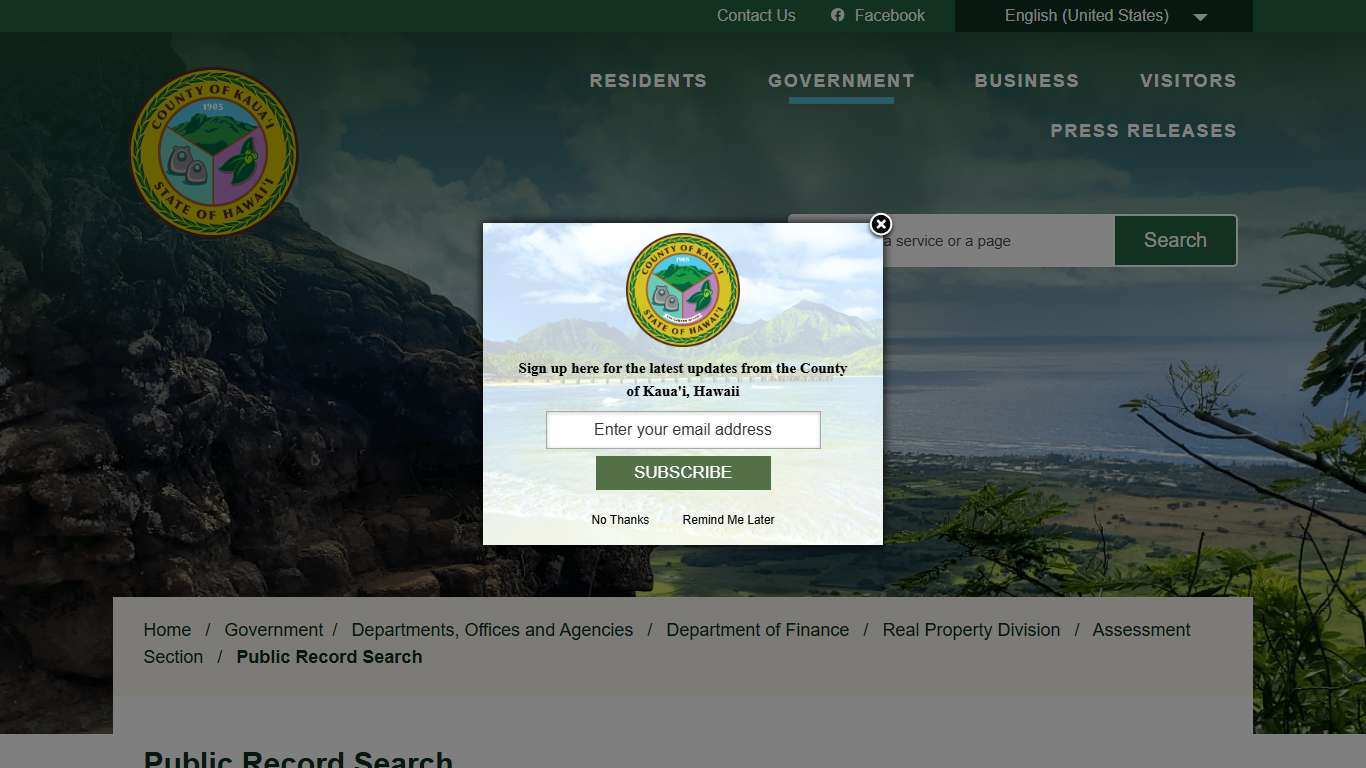 Public Record Search - Kauai County, HI
